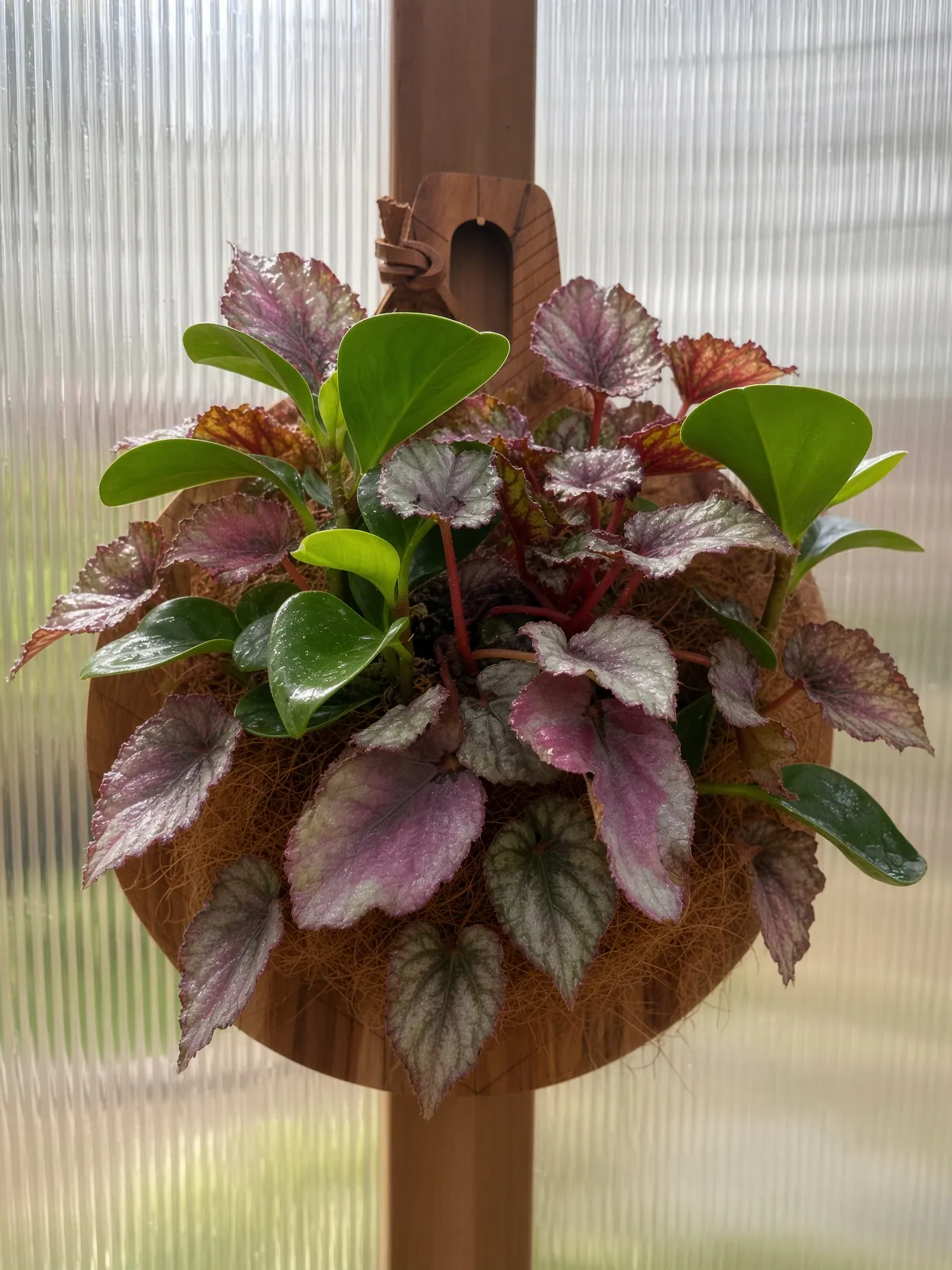 A living wall of begonias and peperomia