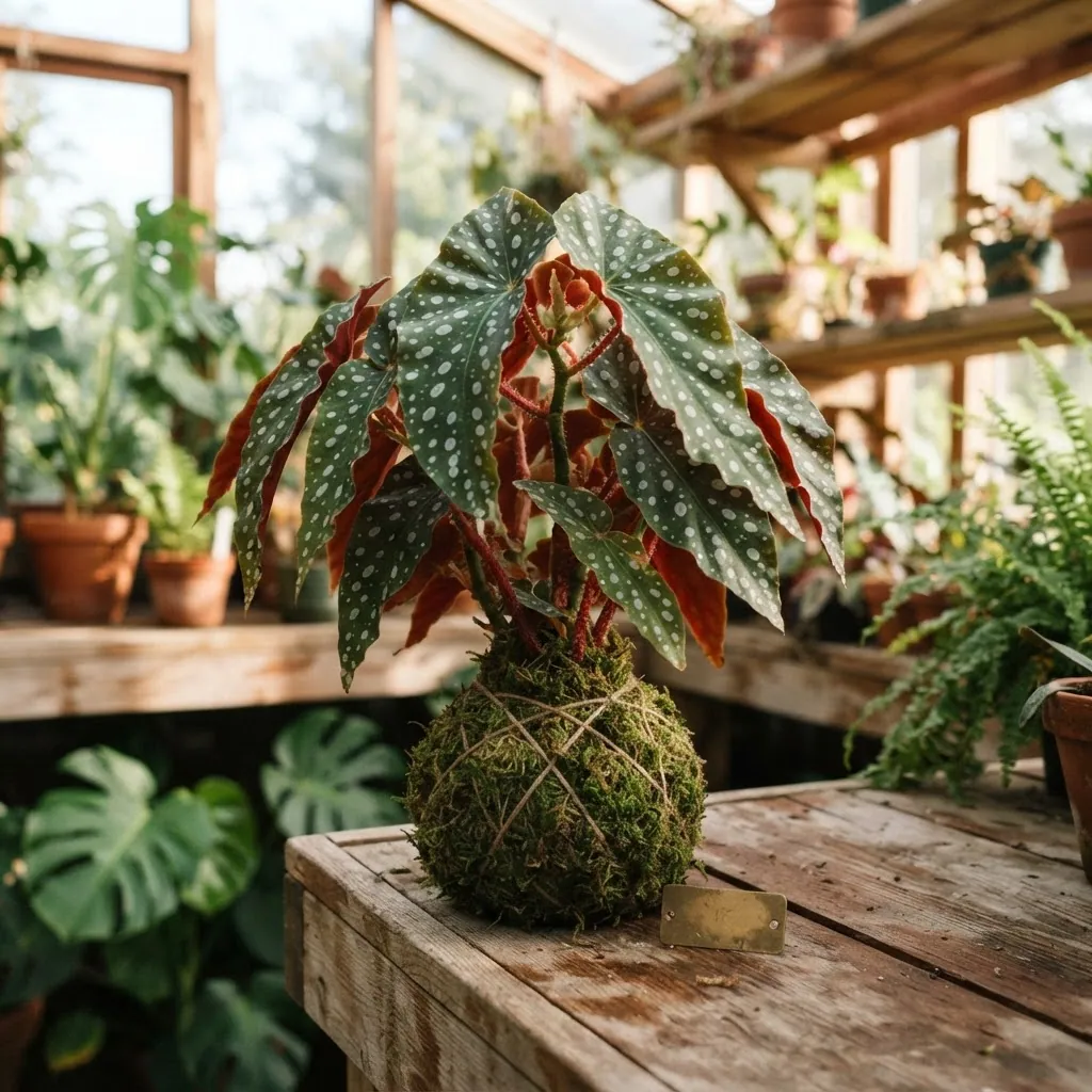 Silver begonia on moss